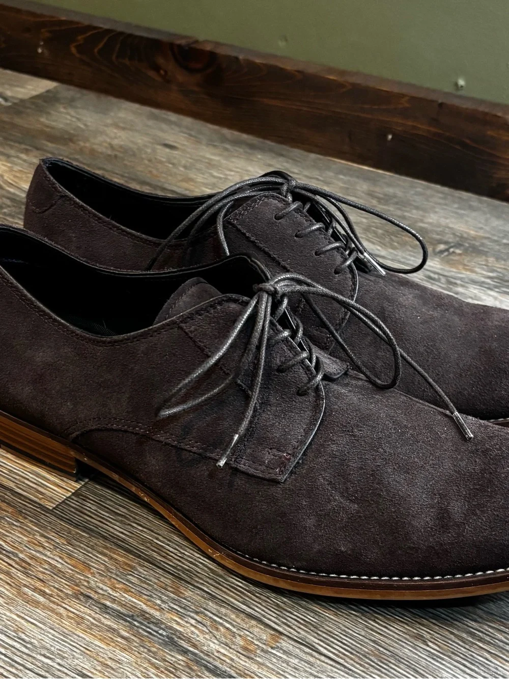 Aldo Dark Brown Suede Derby Shoes
